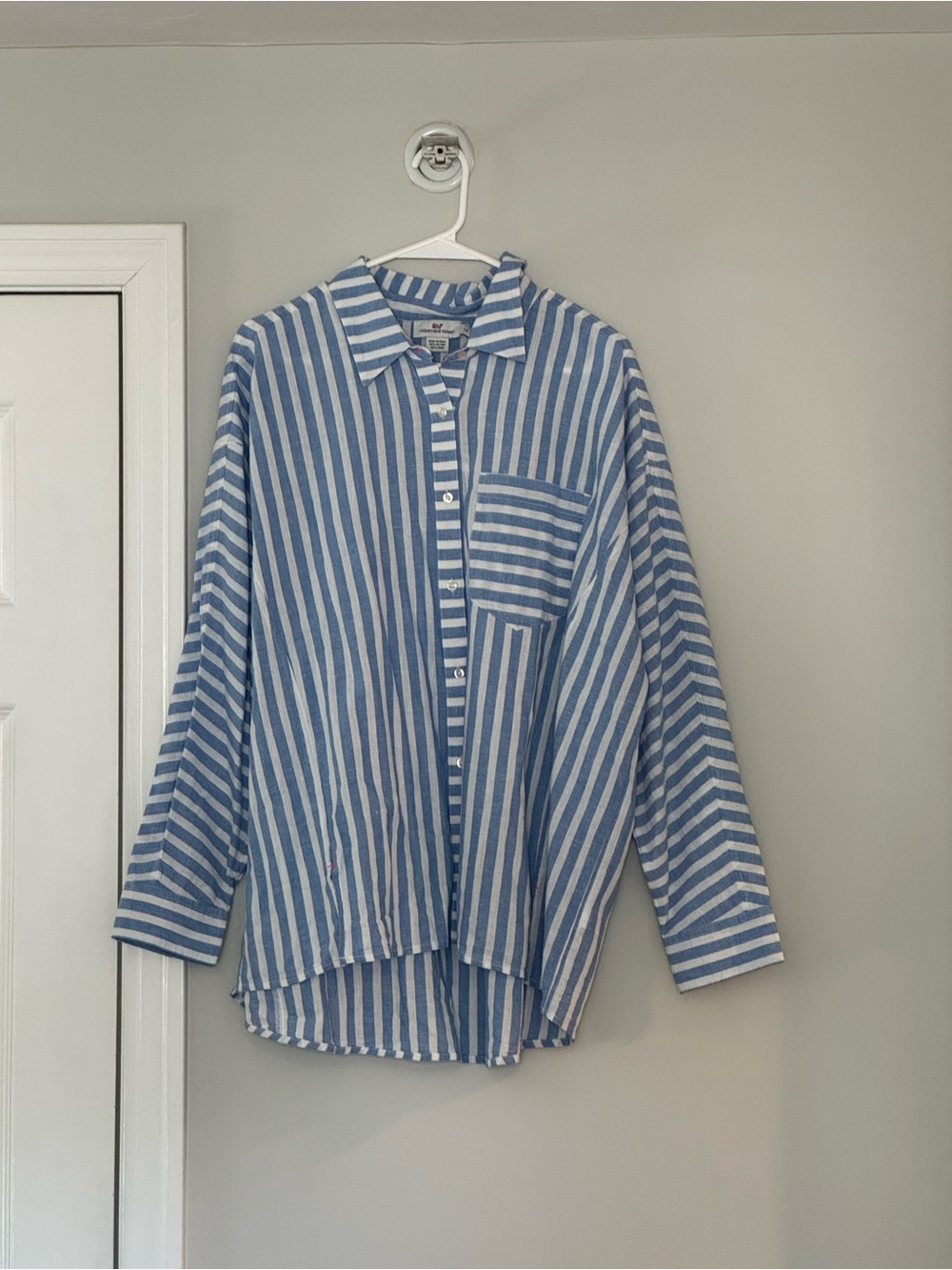 Vineyard Vines Light Blue and White Vertical Stripe Button-Down Shirt